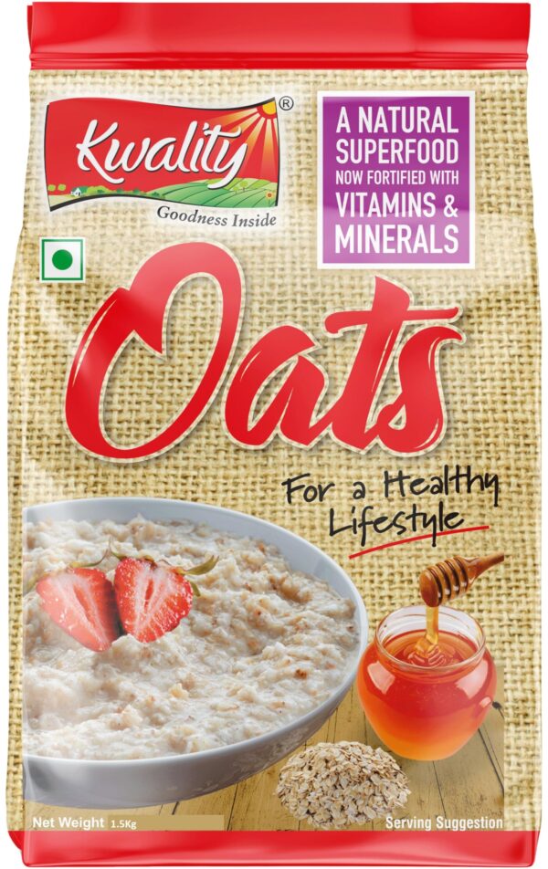 Kwality Rolled Oats 1kg - Diet Food | 100% Wholegrain Oats | High Fibre Breakfast | in Protein - Fast Shipping to USA & Canada