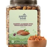 Paper Boat Premium Smoked and Roasted Almonds Himalayan Pink Salt, Healthy Snack - Salted Badam, Reusable Jar 1Kg - Fast Shipping to USA & Canada