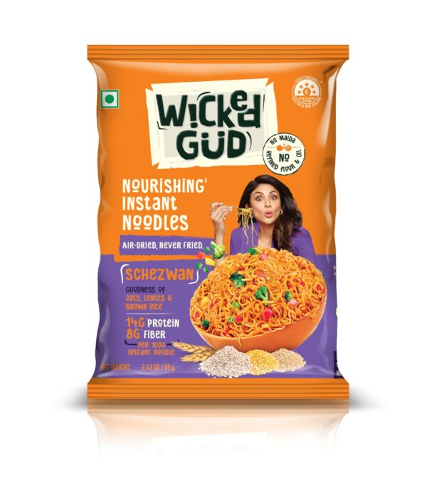 WickedGud Nourishing Schezwan Instant Noodles (69 gm x 4) | Healthy Noodles | No Maida | No Oil | No MSG | High Protein | High Fibre | Cholesterol Free - Fast Shipping to USA & Canada