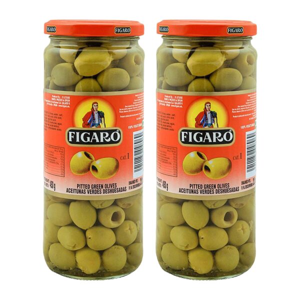 Figaro Pitted Green Olives, 15.87 oz ? 450 g, 2 Pack - Fast Shipping to USA & Canada