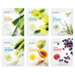 MIRABELLE COSMETICS KOREA Fairness Facial Mask (Aloe Vera, Berries, Cucumber, Herbs, Lemon, Papaya) -Combo Pack of 6 - Fast Shipping to USA & Canada