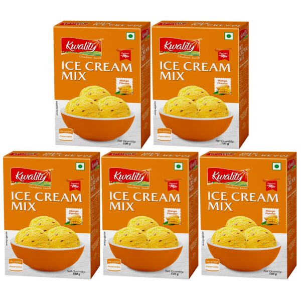 KWALITY Mango Ice Cream Mix 100g (Pack 5) | Quick, Easy, and Delicious Summer Treat Ready Mix | No Preservatives, No Hassle - Fast Shipping to USA & Canada