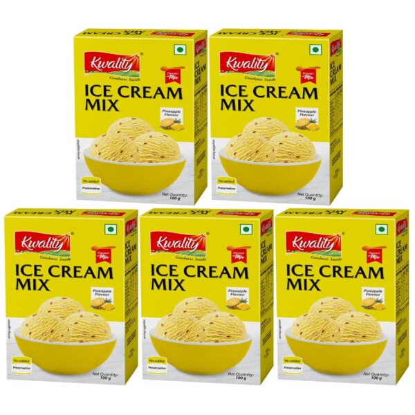 KWALITY Pineapple Ice Cream Mix 100g (Pack 5) | Quick, Easy, and Delicious Summer Treat Ready Mix, No Preservatives, No Hassle. - Fast Shipping to USA & Canada