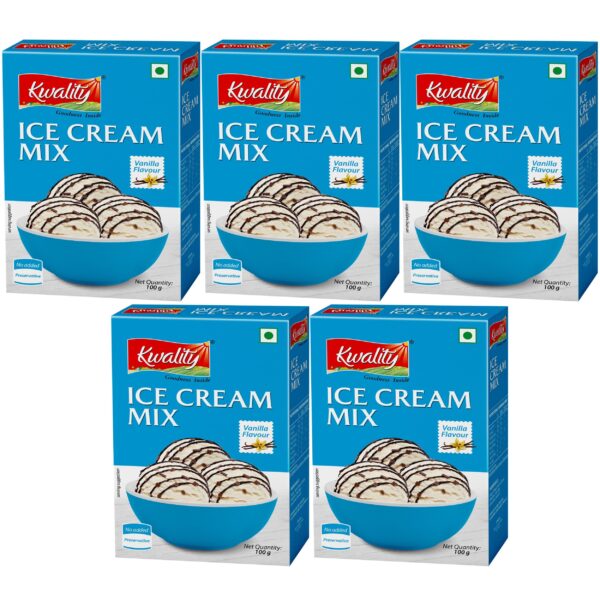 KWALITY Vanilla Ice Cream Mix 100g | Quick, Easy, and Delicious Summer Treat Ready Mix, No Preservatives, No Hassle. (500g (Pack of 5), 5, count) - Fast Shipping to USA & Canada