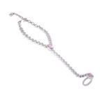 Rubans Rhodium-Plated Pink AD & White Cubic Zirconia Studded Ring Bracelet For Women - Fast Shipping to USA & Canada - Image 5