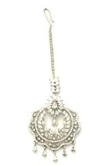 Sasitrends Beautiful AD/American Diamond Studded Rhodium Plated Maan Tikka for Women and Girls | Maang Teeka Maang Tika for Women and Girls Latest - Fast Shipping to USA & Canada - Image 2