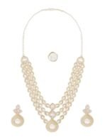 ZAVERI PEARLS Gold Tone Dazzling Stones Austrian Diamonds Layered Necklace Earring & Ring Set For Women-ZPFK18079 - Fast Shipping to USA & Canada - Image 2
