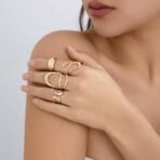 Shining Diva Fashion Set of 4 Latest Stylish Gold Plated Rings for Women and Girls (16520r) - Fast Shipping to USA & Canada - Image 5