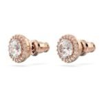 Swarovski Constella Stud Earrings, Round Cut, White, Rose Gold-Tone Plated - Women's - Fast Shipping to USA & Canada - Image 4