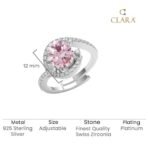 Clara Pure 925 Sterling Silver Malin Pink Designer Solitaire Finger Ring | Swiss Zircon Platinum Plated | Size Adjustable | Gift for Women Girls Wife Girlfriend - Fast Shipping to USA & Canada - Image 6