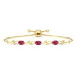 Clara 925 Pure Silver Golden Ruby Hand Bracelet | Adjustable, Gold Plated, Anti Tarnish, Swiss Zirconia | Gift for Women and Girls - Fast Shipping to USA & Canada - Image 2