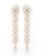 KARATCART Gold-Plated Pearl and CZ Studded Floral Drop Earrings for Women - Fast Shipping to USA & Canada - Image 2