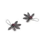 El Regalo Silver toned Oxidized Hook Earrings for Girls & Women- Red Stones Handcrafted Ethnic Tribal Boho Traditional Earrings - Fast Shipping to USA & Canada