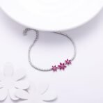GIVA 925 Silver Pink Floral Tennis Bracelet | Christmas & New Year Gift For Women & Girls | 6 Month Warranty and Lifetime Plating Service - Image 5