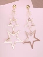 KARATCART Gold Plated Graduating Star Design Dangler Earrings - Fast Shipping to USA & Canada - Image 5