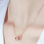Fashion Frill Stylish Chain Pendant For Women Stainless Steel 18K Rose Gold Plated Roman Circle of Love Chain Necklace For Women Girls Love Gifts Womens Jewellery - Fast Shipping to USA & Canada - Image 7