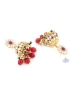 ZAVERI PEARLS Green Maroon Multistrand Necklace Earring Maangtikka & Ring Set For Women-ZPFK18546 - Fast Shipping to USA & Canada - Image 5