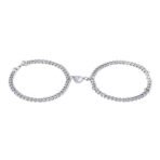 Fashion Frill Silver Couple Bracelet Magnetic Silver Plated Heart Bracelets Love Couples Bracelets Friendship Promise 2 In 1 Wrist Band Link Chain Bracelet For Men - Fast Shipping to USA & Canada - Image 2