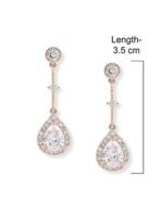 Zaveri Pearls Rose Gold Cubic Zirconia Contemporary Pear Drop Earring For Women-ZPFK10684 - Fast Shipping to USA & Canada - Image 7