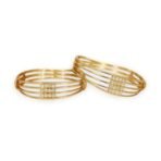 ACCESSHER Gold Plated Antique Kada Bangles with AD Detailing (Set of 2) - Fast Shipping to USA & Canada - Image 2