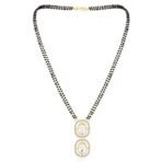 Peora Gold Plated Cubic Zirconia Crystal & Black Beads Studded Mangalsutra & Drop Earrings Jewellery Gift for Women - Fast Shipping to USA & Canada - Image 4