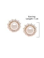 Zaveri Pearls Sparkling Cubic Zirconia & Pearl Stud Earring For Women-ZPFK9458 - Fast Shipping to USA & Canada - Image 4