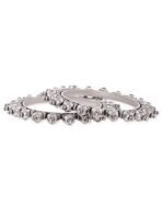 Rubans Womens Set Of 2 Silver-Plated Artisan-Crafted Oxidized Bangles - Fast Shipping to USA & Canada - Image 2