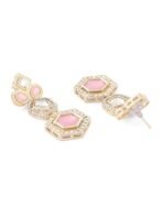 ZAVERI PEARLS Pink Stones Dazzling Austrian Diamonds Embellished Necklace Earring & Maangtikka Set For Women-ZPFK17785 - Fast Shipping to USA & Canada - Image 6