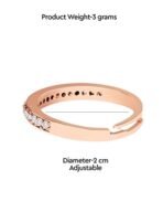 ZAVERI PEARLS Rose Gold Cubic Zirconia Contemporary Brass Sleek Adjustable Ring For Women-ZPFK10902 - Fast Shipping to USA & Canada - Image 6