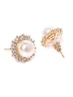 Zaveri Pearls Sparkling Cubic Zirconia & Pearl Stud Earring For Women-ZPFK9458 - Fast Shipping to USA & Canada - Image 5