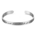 Peora Silver Plated Inspirational Engraved Motivational Quotes Mantra Band Bracelet for Women - Fast Shipping to USA & Canada - Image 2