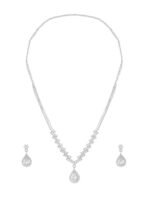 ZAVERI PEARLS Silver Tone Dazzling Austrian Diamonds Embellished Contemporary Necklace & Earring Set For Women-ZPFK18200 - Fast Shipping to USA & Canada - Image 2