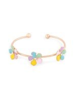 ZAVERI PEARLS Multicolor Enamel Flowers Contemporary Cuff Bracelet For Women-ZPFK14787 - Fast Shipping to USA & Canada - Image 2