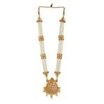 Estele Gehena Jewellery Sets for Women Gold Plated Fancy Three Layer White Pearl Long Haram/Necklace Set With White Kundans for Women-OS-567-MEH NKER - Fast Shipping to USA & Canada - Image 4