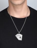 Fashion Frill Poker Style Hip Hop Playing Cards Mens Iced Necklace Locket Pendants Gifts Silver Chain Pendant For Men Man Stylish Boys Locket - Fast Shipping to USA & Canada - Image 3
