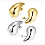 Shining Diva Fashion 2 Pairs Combo Celebrity Inspired Stylish Gold Silver Plated Teardrop Earrings Dupes for Women Girls Teenagers Trending Oversized Lightweight Statement Waterdrop Earrings - Fast Shipping to USA & Canada - Image 6