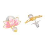 Estele Jewellery Fashion Earrings for Women Gold Plated Lotus Designer Elegant Pink and White Enamel Pearl Drop Earrings Versatile Chic for Women & Girls - Fast Shipping to USA & Canada - Image 7