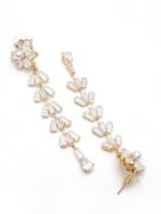 KARATCART Gold-Plated Pearl and CZ Studded Floral Drop Earrings for Women - Fast Shipping to USA & Canada - Image 6