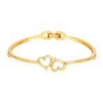 Estele Golden 24 Kt Gold Plated Brass Non-Precious Metal Head Over Heals Heart Cuff Bracelet for Women - Fast Shipping to USA & Canada - Image 2