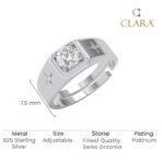 Clara Pure 925 Sterling Silver Star Solitaire Men Ring |Size Adjustable, Platinum Plated, Swiss Zirconia | Gift for Men & Boys - Fast Shipping to USA & Canada - Image 6