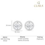 Clara 925 Sterling Silver Halo Round Solitaire Pendant Earrings Chain Necklace Jewellery Set | Platinum Plated, Swiss Zirconia |Gift for Women and Girls - Fast Shipping to USA & Canada - Image 6
