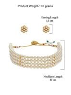 ZAVERI PEARLS Gold Tone Ethnic Multistrand Pearls Choker Necklace & Earring Set For Women-ZPFK10145 - Fast Shipping to USA & Canada - Image 5