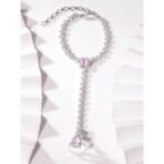 Rubans Rhodium-Plated Pink AD & White Cubic Zirconia Studded Ring Bracelet For Women - Fast Shipping to USA & Canada - Image 4