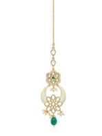 Accessher Gold Plated Pastel Green Polki Bindiya Maang Tikka - Fast Shipping to USA & Canada - Image 4