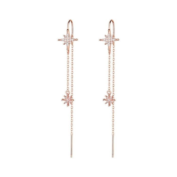 31q0dYv3FoL.jpg El Regalo Fancy CZ Stars Needle Threader Earrings- 2 Ways Stars Tassel Long Threader Fashionable Earrings for Girls & Women - Fast Shipping to USA & Canada - Image 1