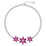 GIVA 925 Silver Pink Floral Tennis Bracelet | Christmas & New Year Gift For Women & Girls | 6 Month Warranty and Lifetime Plating Service - Image 2