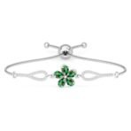 Clara 925 Pure Silver Green Flower Hand Bracelet | Adjustable, Anti Tarnish, Swiss Zirconia | Gift for Women and Girls - Fast Shipping to USA & Canada - Image 2