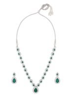 ZAVERI PEARLS Green Dazzling Austrian Diamonds Embellished Contemporary Necklace & Earring Set For Women-ZPFK18201 - Fast Shipping to USA & Canada - Image 2