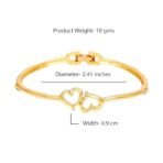 Estele Golden 24 Kt Gold Plated Brass Non-Precious Metal Head Over Heals Heart Cuff Bracelet for Women - Fast Shipping to USA & Canada - Image 5
