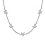 Fashion Frill Silver Chain For Women Stainless Steel Butterfly AD Studded Pendant Necklace For Women Girls Love Gifts Womens Jewellery - Fast Shipping to USA & Canada - Image 2